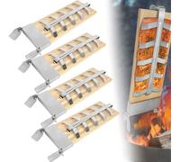 JOIEYOU Planche à saumon à flamber 2X Planches à saumon à flamber avec support en acier inoxydable Planches à saumon à 5 niveaux réglables Planche à saumon à flamber pour brasero pour grillades en ple