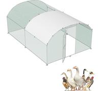JOIEYOU Poulailler en métal 3x4x2m Cage à poules voûtée avec 12m² de surface d'exercice & porte & verrou & toit PE Enclos extérieur Poulailler