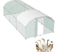 JOIEYOU Poulailler en métal 3x6x2m Cage à poules voûtée avec 18m² de surface d'exercice & porte & verrou & toit PE Enclos extérieur Poulailler
