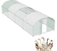 JOIEYOU Poulailler en métal 3x8x2m Cage à poules voûtée avec 24m² de surface d'exercice & porte & verrou & toit PE Enclos extérieur Poulailler