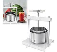 JOIEYOU Presse-fruits 5L Presse-fruits Acier inoxydable Presse-fruits manuel avec récipients & base en fer Presse-fruits à vin Travail économique Moulin à fruits Presse à moût