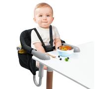 JOIEYOU Rehausseur de chaise pour enfants, siège booster portable et réglable, pour tables de 2 à 8 cm d'épaisseur, siège de table avec ceinture de sécurité, amovible jusqu'à 15 kg, noir