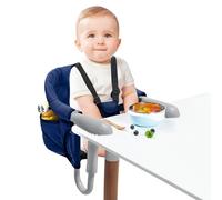 JOIEYOU Rehausseur de chaise pour enfants, siège booster portable et réglable, pour tables de 2 à 8 cm d'épaisseur, siège de table avec ceinture de sécurité, amovible jusqu'à 15 kg, bleu