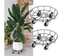 JOIEYOU Rouleau pour plantes 2 pièces Planche à roulettes pour plantes φ33 cm Carré Soucoupe pour pot de fleurs avec 4 roulettes Rouleau pour fleurs Capacité de charge 160 KG, pour extérieur-intérieur