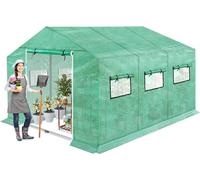 JOIEYOU Serre en film plastique 4,5x2x2m, serre de jardin avec fenêtre et porte, serre pour tomates et plantes, vert