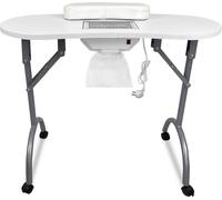 JOIEYOU Table de manucure avec aspiration et coussin pour les mains Table de manucure pliable Table de manucure mobile Table de manucure portable pour studio de manucure & maison, blanc