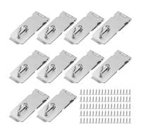 JOIKIT Lot de 10 verrous de porte argentés de 10,2 cm en acier inoxydable cadenas de porte, loquet de sécurité et agrafe pour porte, fenêtre, armoire