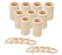 JOIKIT Lot de 100 anneaux en bois 55 mm, anneaux en bois brut, anneau de dentition bois pour loisirs créatifs, décoration d'intérieur