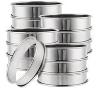 JOIKIT Lot de 12 anneaux à crumpets en acier inoxydable 304, anneaux à muffins anglais de 10 cm, anneaux rond à tarte double roulés pour pâtisserie