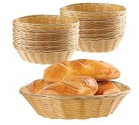 JOIKIT Lot de 12 paniers ovales en plastique de 22,9 x 15,2 x 6,3 cm, jaune multi-usage petits paniers de service alimentaires, paniers de rangement pour restaurant, cuisine, présentoir