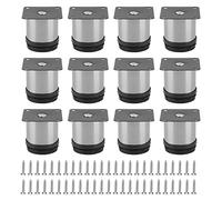JOIKIT Lot de 12 Pieds de Meubles reglables Hauteur, 50 x 60 mm, Pieds de Table en Acier Inoxydable avec vis de Montage, Pieds Ronds d'armoire de Cuisine pour Bureau, Tables Basses, Placard