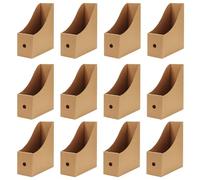 JOIKIT Lot de 12 porte-revues en papier kraft avec étiquettes - 26 x 9 x 27 cm - Organiseur de bureau pour dortoir, bureau, maison