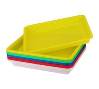 JOIKIT Lot de 15 Grands Plateaux sensoriels en Plastique Multicolores, Plateaux de Service rectangulaires en Plastique pour projets de Bricolage, 27,5 x 21 x 3 cm, Bleu, Vert, Jaune, Blanc, Rouge