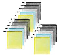 JOIKIT Lot de 15 Sacs en Maille colorée avec Cordon de Serrage, Sac de Cordon en Maille, Sac de Rangement en Maille pour Camping, Voyage, Sport