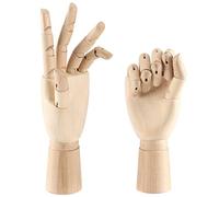 JOIKIT Lot de 2 mains de mannequin en bois de 25,4 cm - Gauche et droite - Modèle d'artiste en bois avec doigts mobiles flexibles pour dessin, croquis, peinture