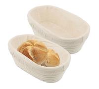 JOIKIT Lot de 2 paniers à pain ovales en rotin de 25 x 15 x 8 cm avec doublure, panier de fermentation du pain, panier de levain en rotin pour pâte à pain