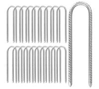 JOIKIT Lot de 20 piquets d'armature de sol de 20,3 cm, en forme de U, galvanisés pour tentes de camping, trampoline, argent, 20 x 0,8 cm