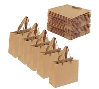 JOIKIT Lot de 20 sacs cadeaux en papier kraft marron avec poignées, sac vide cadeau pour anniversaire, mariage, 22 x 18 x 10 cm