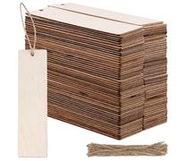 JOIKIT Lot de 200 marque-pages rectangulaires en bois vierge avec cordes pour loisirs créatifs - 12 x 3,2 x 0,2 cm