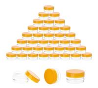 JOIKIT Lot de 200 pots d'échantillons de 3 ml, petits pots en plastique transparent de 3 g avec couvercles oranges, petit conteneur plastique, mini pots d'échantillons de voyage ronds clairs vides