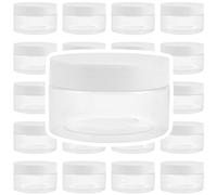 JOIKIT Lot de 24 bocaux en plastique transparent avec couvercles blancs à large ouverture pour loisirs créatifs, perles, épices, noix - 100 ml