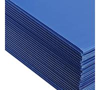 JOIKIT Lot de 24 feuilles en plastique ondulé bleu de 33 x 43 cm, panneau de pelouse ondulé imperméable, panneau d'affichage léger pour ventes de garage, remises de diplômes, décoration de fête