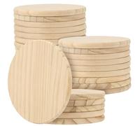 JOIKIT Lot de 24 Sous Verre Vierges en Bois Naturel Brut de 10 cm pour Bricolage, Peinture, Artisanat