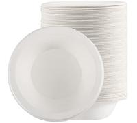 JOIKIT Lot de 250 bols jetable papier biodégradables et compostables, bols de canne à sucre, pour fêtes, pique-niques et barbecues, blanc 350 ml