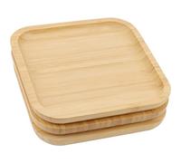 JOIKIT Lot de 3 plateaux en bambou de 25,4 cm, plats carrés en bois poli pour contenir des fruits, du pain, du fromage, des noix, du café, du thé, des soucoupes pour plantes