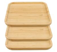 JOIKIT Lot de 3 plateaux en bambou de 30,5 cm, plats carrés en bois poli pour contenir des fruits, du pain, du fromage, des noix, du café, du thé, des soucoupes pour plantes