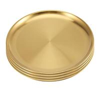 JOIKIT Lot de 4 grandes assiettes rondes en acier inoxydable doré de 30,5 cm, pour barbecue, collation, service alimentaire, passe au lave-vaisselle