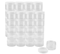 JOIKIT Lot de 40 bocaux en plastique transparent de 100 ml avec couvercles blancs à large ouverture, réservoir de stockage en plastique pour épices, perles, noix