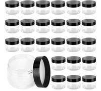 JOIKIT Lot de 46 Bocaux en Plastique Transparent de 120 ml avec Couvercles Noirs à Visser, Large Ouverture pour Loisirs Créatifs