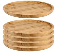 JOIKIT Lot de 5 assiettes rondes en bambou de 30,5 cm, fines et polies, pour contenir des fruits, du pain, du fromage, des noix, du café, du thé