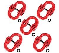 JOIKIT Lot de 5 maillons de couplage de 9,5 mm en alliage d'acier de grade 80 pour marteau de verrouillage - Lien de connexion Hammerlock - Charge maximale de travail de 3220,5 kg - Rouge