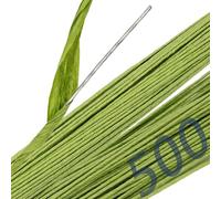 JOIKIT Lot de 500 fils de tiges de fil de fer vert de 39,7 cm, calibre 14 recouvert de papier avec fil de fer intérieur de calibre 18, fil de tige pour loisirs créatifs et arrangements floraux artificiels