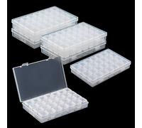 JOIKIT Lot de 6 boîtes de rangement transparentes pour broderie diamant, 28 compartiments, boîtes de rangement en plastique transparente pour point de croix, couture, ongles, diamond painting