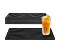 JOIKIT Lot de 6 sous-Verre Tapis de Bar Rectangulaires en Caoutchouc PVC Noir Tapis de Service de Bar, 30,5 x 15,2 cm, pour Café, Cuisine, Restaurants