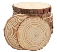 JOIKIT Lot de 8 tranches de bois naturel de 15,2 à 17,8 cm, cercles en bois brut avec écorce, disques de bois ronds pour loisirs créatifs, décorations de Noël, décorations de mariage