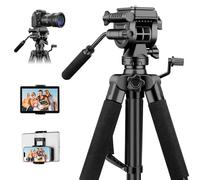 JOILCAN 190cm Trépied Appareil Photo pour Sony/Canon/Nikon, Léger Trépied Caméra en Aluminium avec Tête pan Amovible à 3 Voies, Trepied Smartphone avec Support pour Tablette/Téléphone pour iPhone