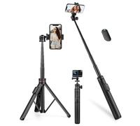 JOILCAN Perche à Selfie Trépied pour iPhone, 166cm Trepied Smartphone Rétractable avec Télécommande sans Fil Détachable, Trepied pour Téléphone, Trépied Portable en Aluminium pour Appareil Photo