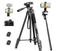 JOILCAN Trépied Appareil Photo, 210.8cm Trepied Smartphone & Perche a Selfie Léger en Aluminium pour Canon Nikon Sony DSLR, Portable Trépied pour Caméra/iPhone avec Télécommande et Téléphone Support