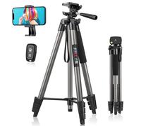 JOILCAN Trepied Smartphone, 161cm Extensible Alluminio Trepied Telephone avec Télécommandeet, Compatible avec iPhone/Samsung/Appareil Photo Petit, Selfie Stick Trépied Téléphone pour Android/iOS, Gris
