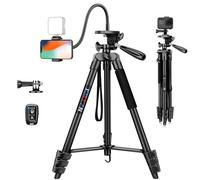 JOILCAN Trepied Smartphone à Col de Cygne 172cm, Trépied Téléphoneavec Télécomma, Extensible Trepied Appareil Photo en Aluminium Pliable, Trepied Léger avec Support Telephone pour iPhone/Android