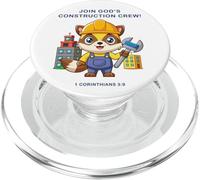 Join God's Construction Crew - Kids Christian Faith Animal PopSockets PopGrip pour MagSafe