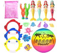 JOINBO - Lot de 18 jouets de piscine pour enfants de 3 à 12 ans avec sac de rangement, jeux de piscine, jeux de piscine, jouets sirène pour nager et couler l'eau