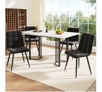 JOINERY table repas extensible 140 à 179 5 cm ensemble 5 pièces 4 personnes MDF métal chaises velours noir rectangulaire