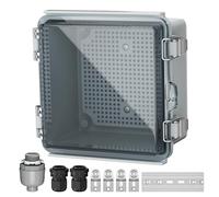 Joinfworld Boîte électrique d'extérieur en plastique étanche IP67 pour réseau WiFi électronique avec couvercle transparent à charnière, dimensions intérieures 13 x 13 x 8,4 cm