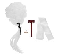JOINPAYA 1 Ensemble d'accessoires de Costume de Juge d'halloween, kit de Cosplay de Juge et d'avocat, Faux Collier, Marteau en Bois, Perruque d'avocat, Balance, Accessoires de Cosplay