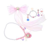 JOINPAYA 1 ensemble de bijoux pour tout-petits : ensemble de bijoux sirène pour petites filles, comprenant un bracelet en perles, un collier en coquillage, une bague et des boucles d'oreilles à